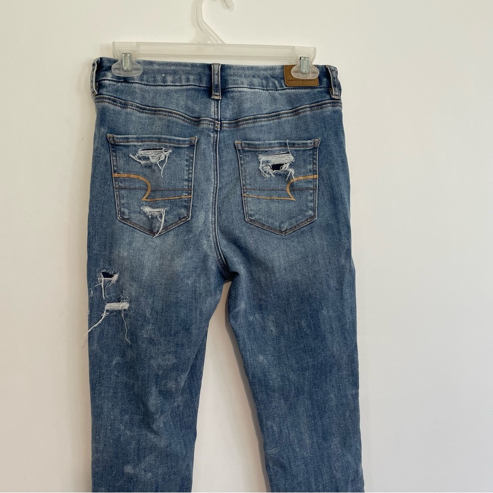AMERICAN EAGLE AE Ne(x)t Level Curvy High-Waisted Jegging Ripped Patched 4 CURVY - Picture 15 of 16
